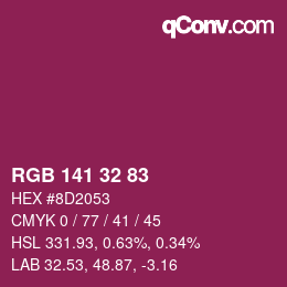 Color code: RGB 141 32 83 | qconv.com