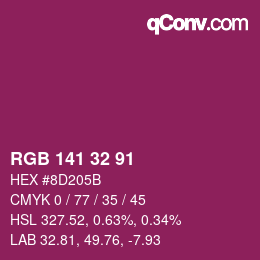 Color code: RGB 141 32 91 | qconv.com