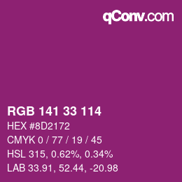 Color code: RGB 141 33 114 | qconv.com