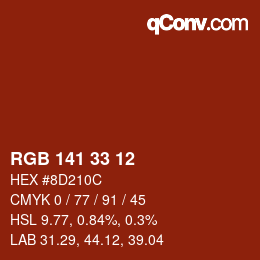 颜色代码: RGB 141 33 12 | qconv.com