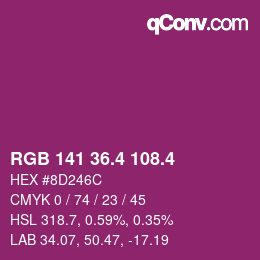 カラーコード: RGB 141 36.4 108.4 | qconv.com