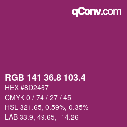 カラーコード: RGB 141 36.8 103.4 | qconv.com