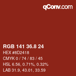 カラーコード: RGB 141 36.8 24 | qconv.com