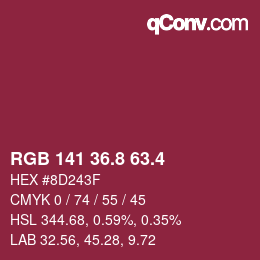 カラーコード: RGB 141 36.8 63.4 | qconv.com