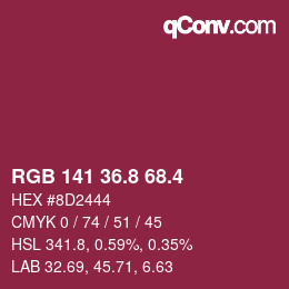 カラーコード: RGB 141 36.8 68.4 | qconv.com