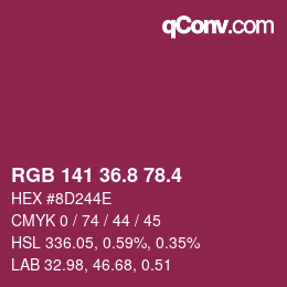カラーコード: RGB 141 36.8 78.4 | qconv.com