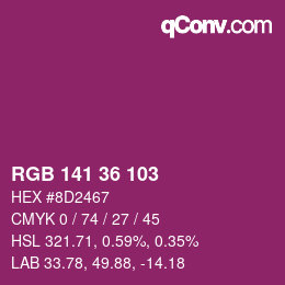 Color code: RGB 141 36 103 | qconv.com