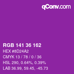 Color code: RGB 141 36 162 | qconv.com
