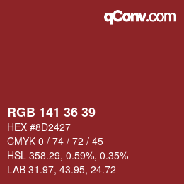 カラーコード: RGB 141 36 39 | qconv.com