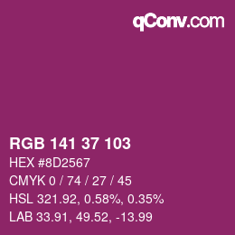 Color code: RGB 141 37 103 | qconv.com