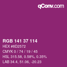 カラーコード: RGB 141 37 114 | qconv.com