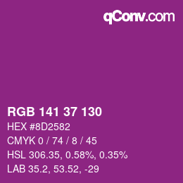カラーコード: RGB 141 37 130 | qconv.com