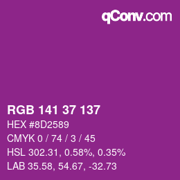 カラーコード: RGB 141 37 137 | qconv.com