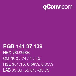 カラーコード: RGB 141 37 139 | qconv.com
