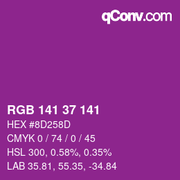 カラーコード: RGB 141 37 141 | qconv.com