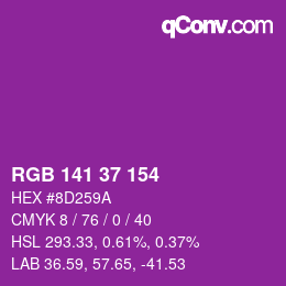 Color code: RGB 141 37 154 | qconv.com