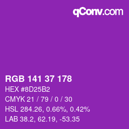 颜色代码: RGB 141 37 178 | qconv.com