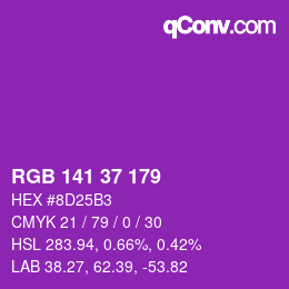 Color code: RGB 141 37 179 | qconv.com