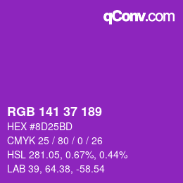 カラーコード: RGB 141 37 189 | qconv.com
