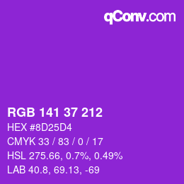 Color code: RGB 141 37 212 | qconv.com