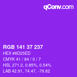 Color code: RGB 141 37 237 | qconv.com