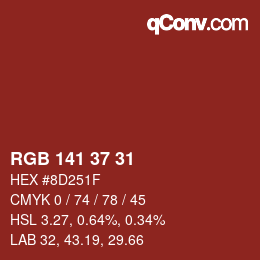 Color code: RGB 141 37 31 | qconv.com