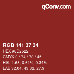 Color code: RGB 141 37 34 | qconv.com