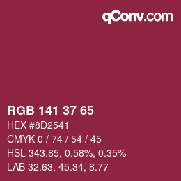 カラーコード: RGB 141 37 65 | qconv.com