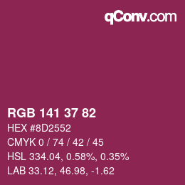 Color code: RGB 141 37 82 | qconv.com