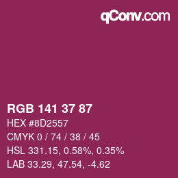 カラーコード: RGB 141 37 87 | qconv.com