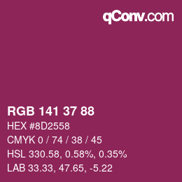 カラーコード: RGB 141 37 88 | qconv.com
