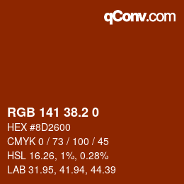 カラーコード: RGB 141 38.2 0 | qconv.com