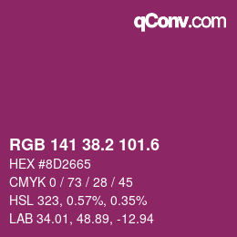 カラーコード: RGB 141 38.2 101.6 | qconv.com