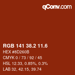 カラーコード: RGB 141 38.2 11.6 | qconv.com