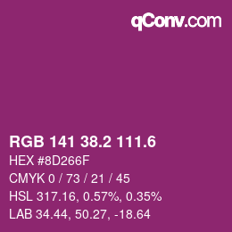 カラーコード: RGB 141 38.2 111.6 | qconv.com