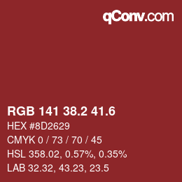 カラーコード: RGB 141 38.2 41.6 | qconv.com
