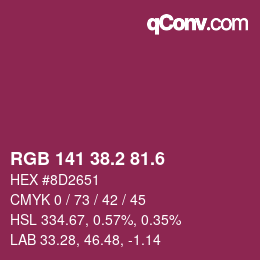 カラーコード: RGB 141 38.2 81.6 | qconv.com