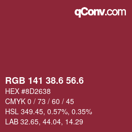 カラーコード: RGB 141 38.6 56.6 | qconv.com