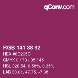 颜色代码: RGB 141 38 92 | qconv.com