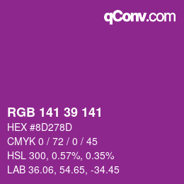 Color code: RGB 141 39 141 | qconv.com