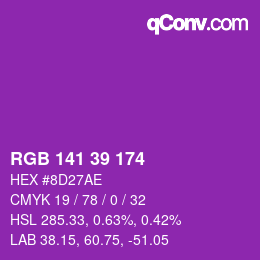 カラーコード: RGB 141 39 174 | qconv.com