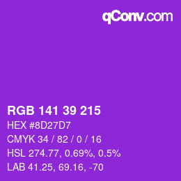 Color code: RGB 141 39 215 | qconv.com