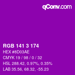 Color code: RGB 141 3 174 | qconv.com