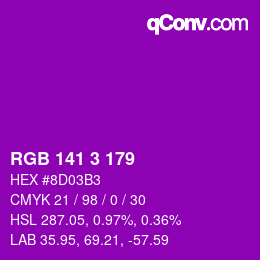 Color code: RGB 141 3 179 | qconv.com