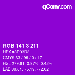 Color code: RGB 141 3 211 | qconv.com