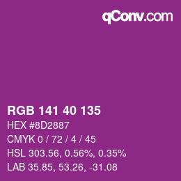 Color code: RGB 141 40 135 | qconv.com