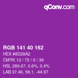 Color code: RGB 141 40 162 | qconv.com