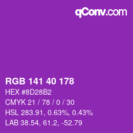カラーコード: RGB 141 40 178 | qconv.com