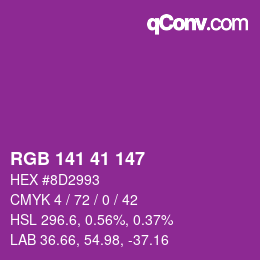 カラーコード: RGB 141 41 147 | qconv.com