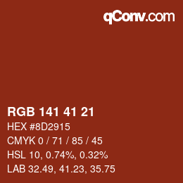 Color code: RGB 141 41 21 | qconv.com